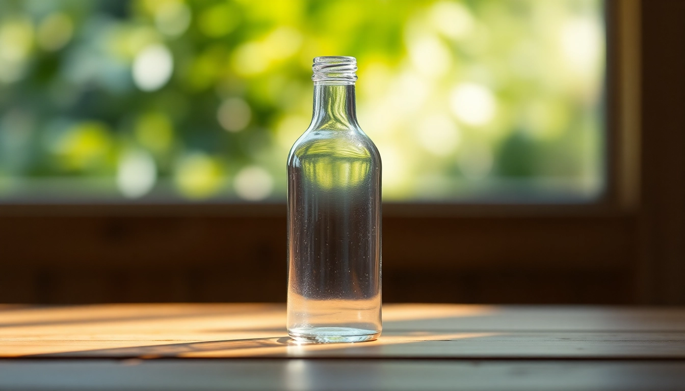 Kolloidales Silber 50 ppm designed for optimal health, showcasing a clear glass bottle on a rustic wooden table.