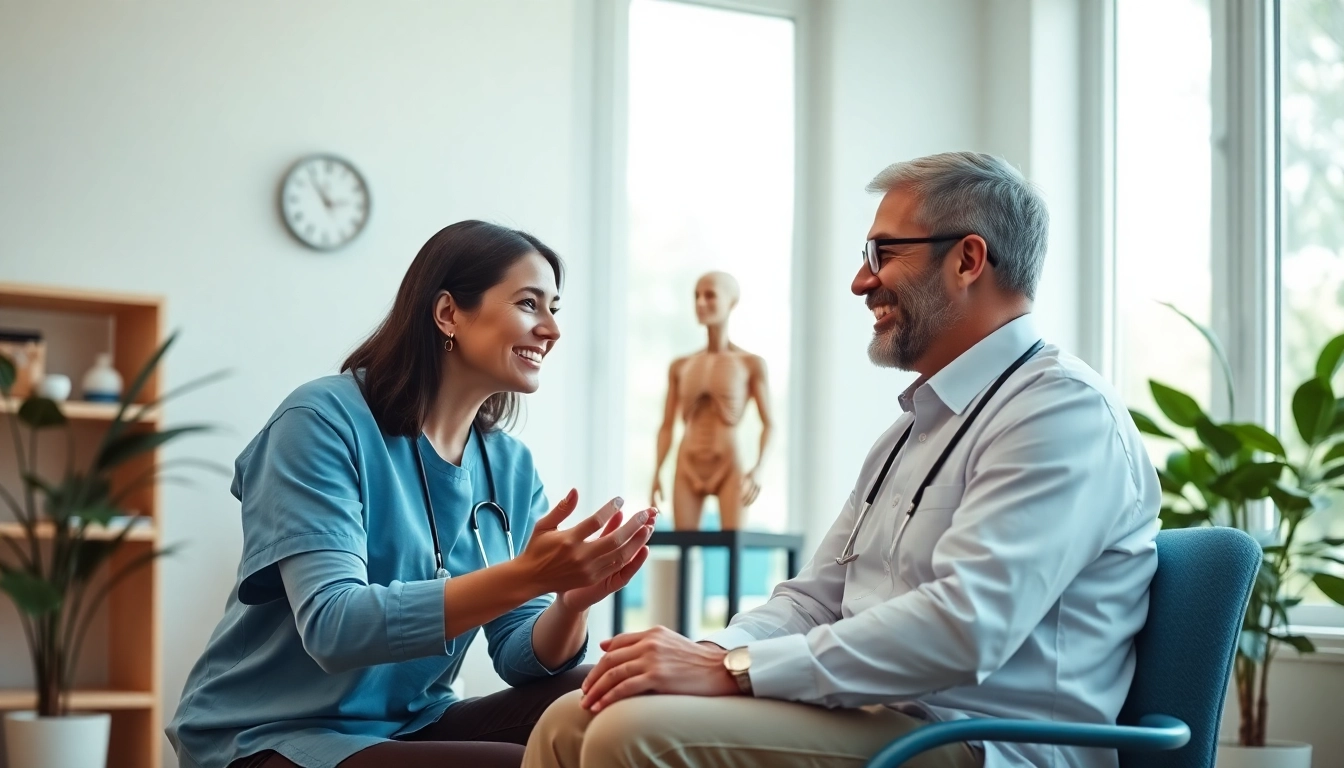 Osteopathie Kiel - Behandlungsszene in einer ruhigen Praxis mit einem einladenden Osteopathen.