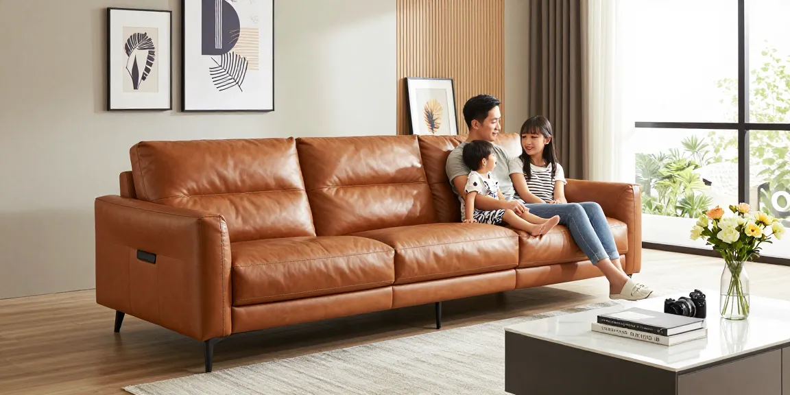 Baxter Sofa online kaufen, präsentiert in einem modernen Wohnzimmer, in dem die Familie seinen Luxus und Komfort genießt.