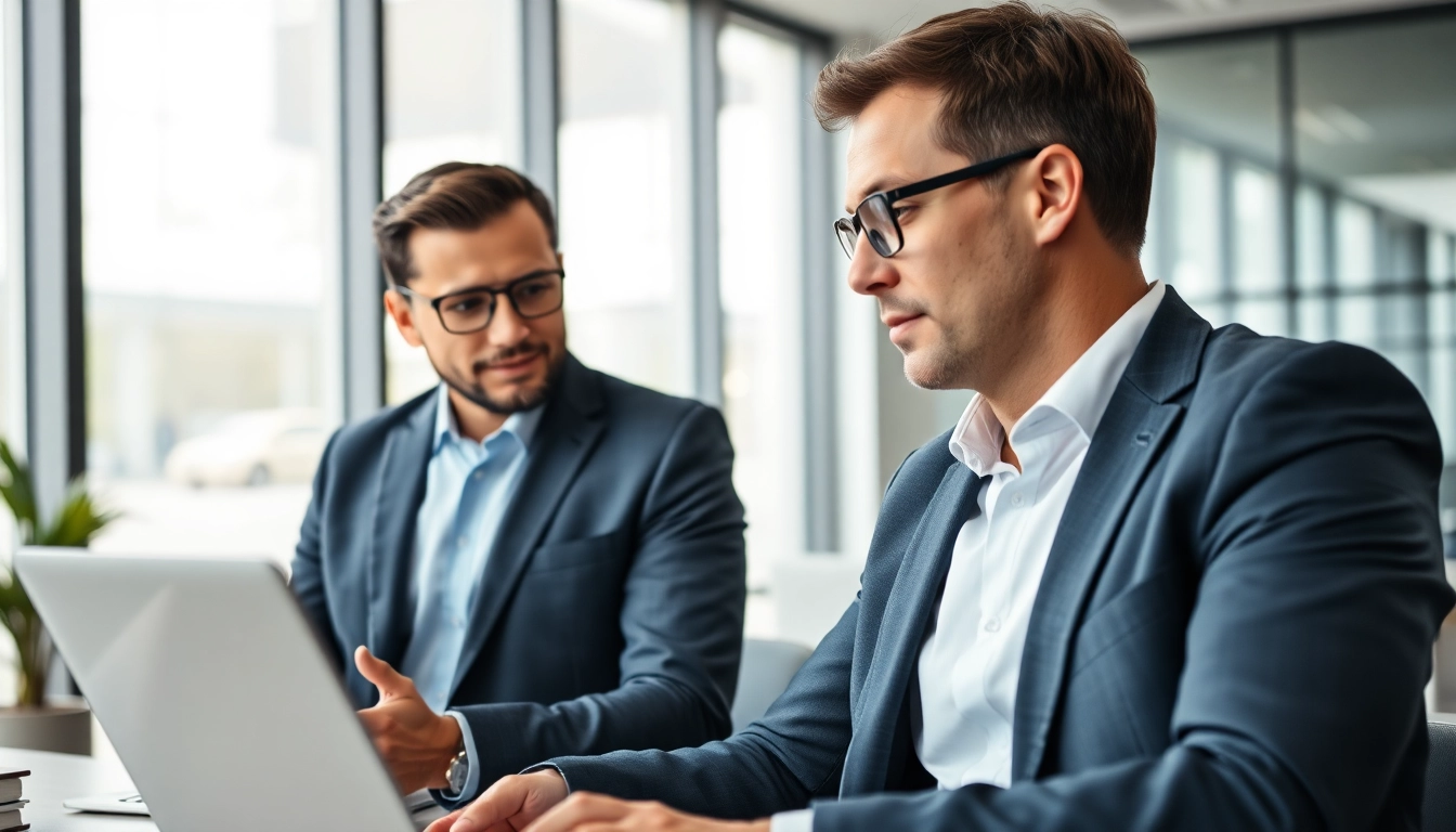 Headhunter Ingenieure sprechen mit einem Ingenieur in einem modernen Büro.