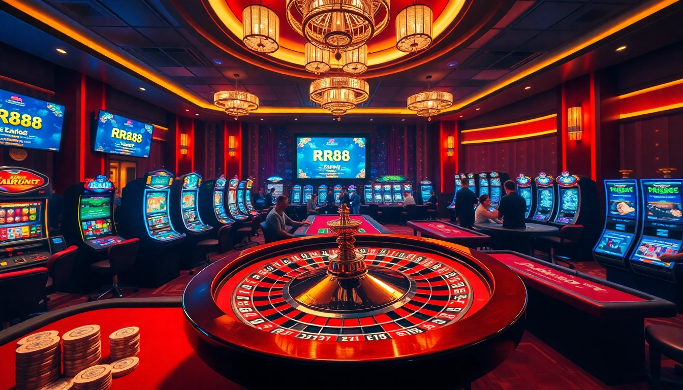 RR88 online casino slots and roulette excitement with vibrant ambiance
