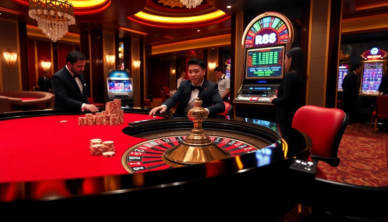 Engaged players enjoying a thrilling roulette game at RR88 casino.