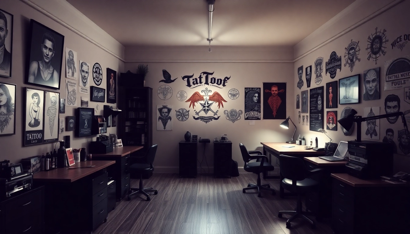 Professionelle Atmosphäre im Tattoo Studio München mit kreativen Designs zur Inspiration.