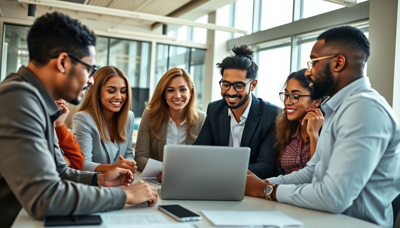 Headhunter IT in modern office discussing recruitment strategies with a diverse team.