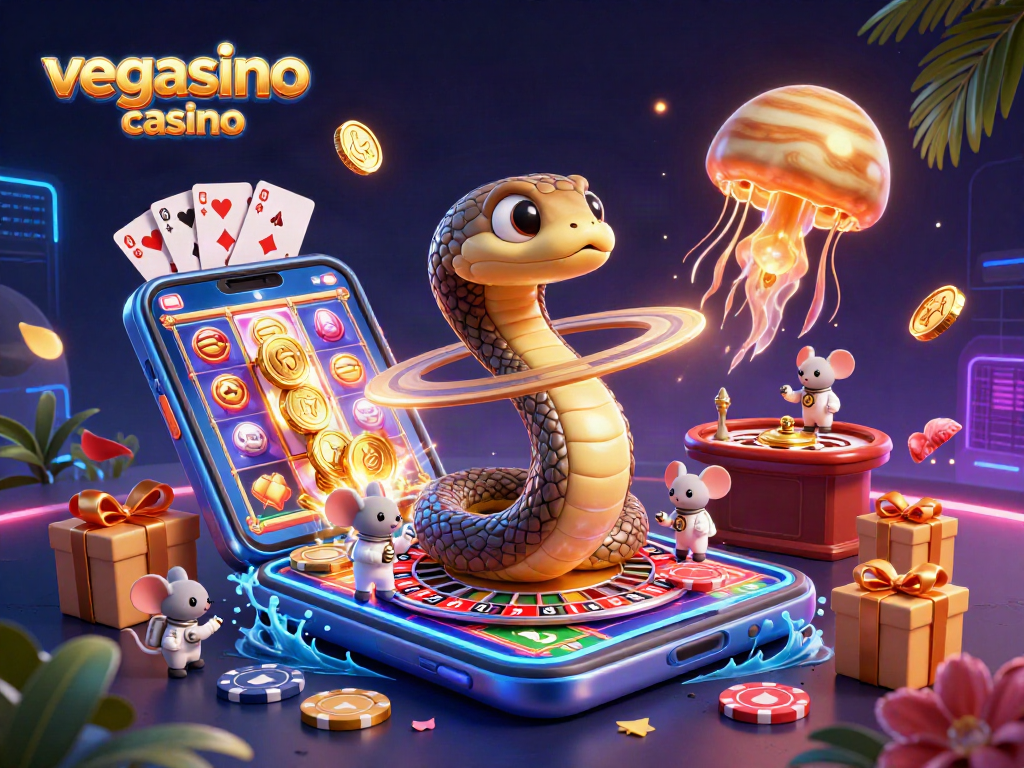 Engage with vegasino casino in this vibrant 3D illustration featuring unique betting scenes and dynamic game elements.