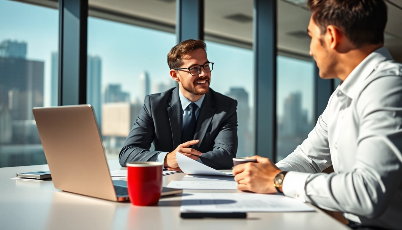 Headhunter Ingenieure discussing candidate opportunities in a modern office.