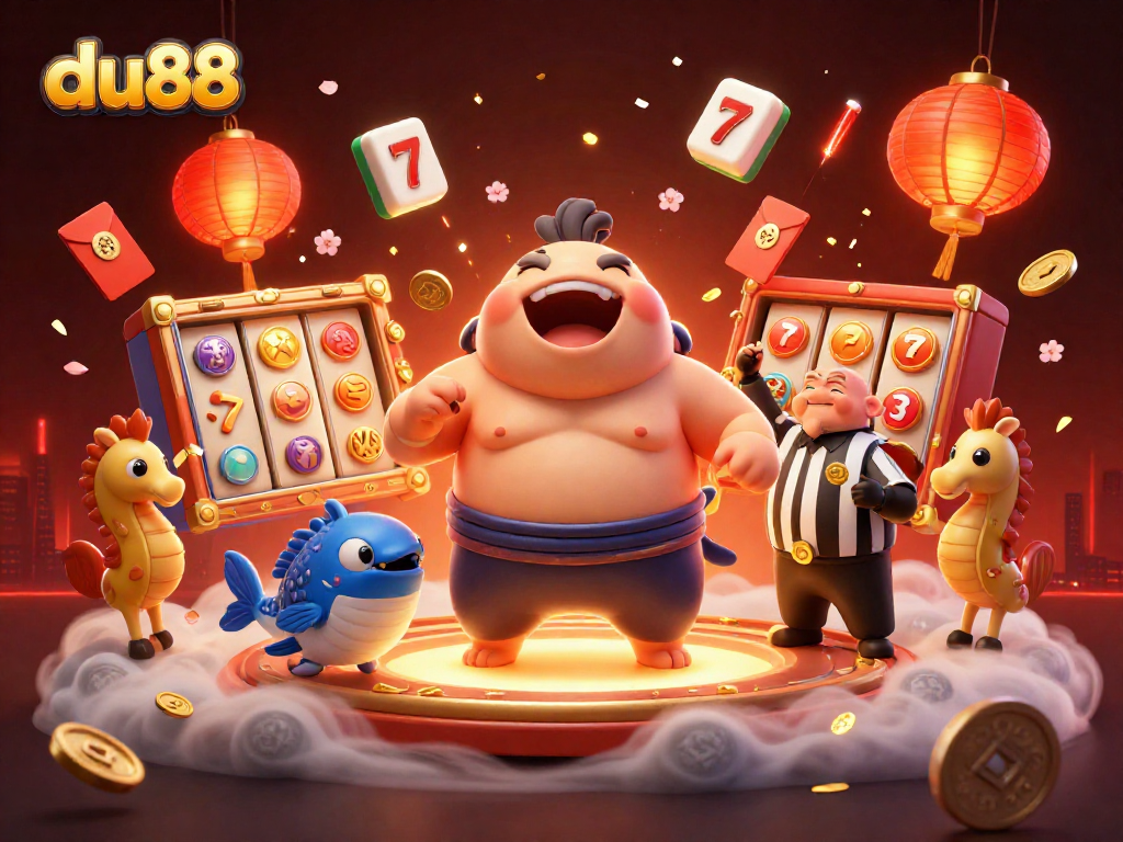 Win big at du88 with a dynamic scene of casino fun featuring a fugu hero!