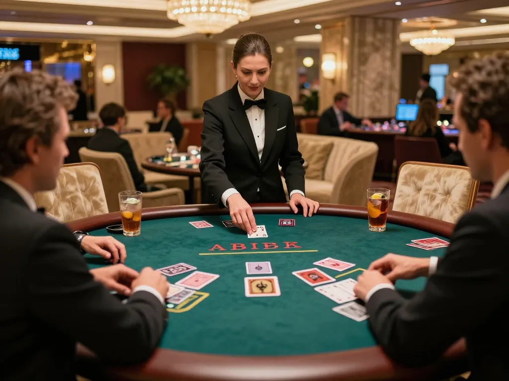 Players at a blackjack table on alo8 com celebrating a strategic win amid a luxurious casino atmosphere.