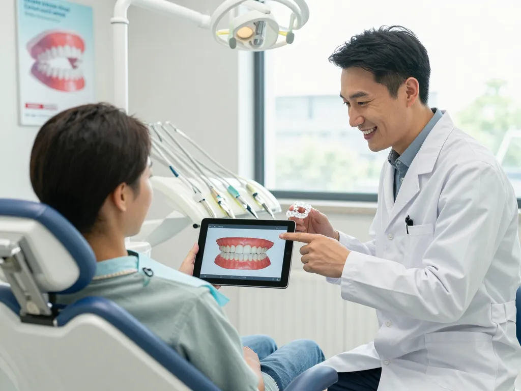 Beratung zur unsichtbaren Zahnspange in einer modernen Zahnarztpraxis, die Patientenengagement und professionelle Betreuung zeigt.
