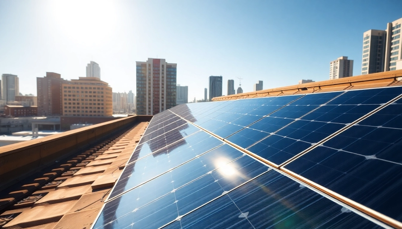 Solar Wien nutzt moderne Solarpanels auf einem städtischen Dach in Wien.