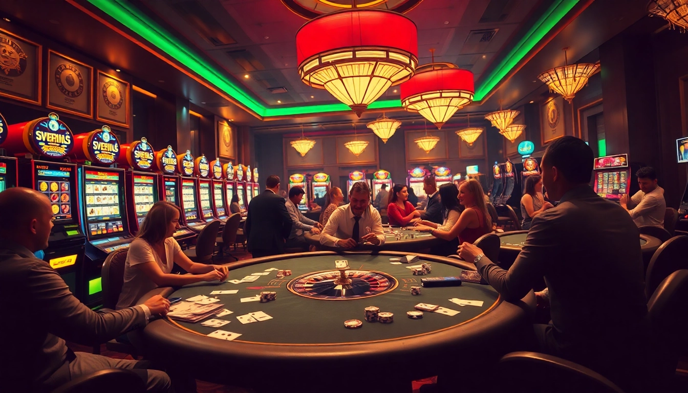 Experience kèo nhà cái excitement with poker players, vibrant tables, and thrilling slot machines.