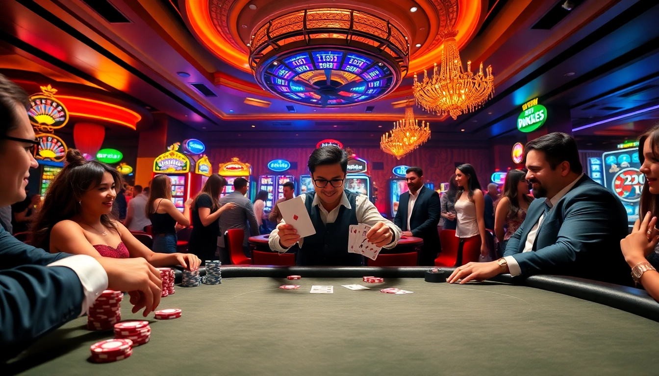 Experience the thrilling atmosphere of 13win bet at a vibrant poker table with excited players.