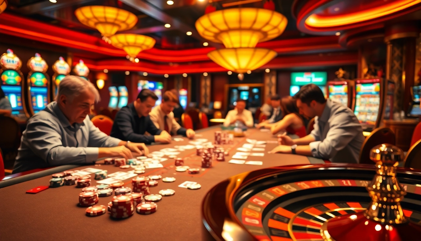 Engaged players enjoying an intense game nohu session at a luxurious casino table.