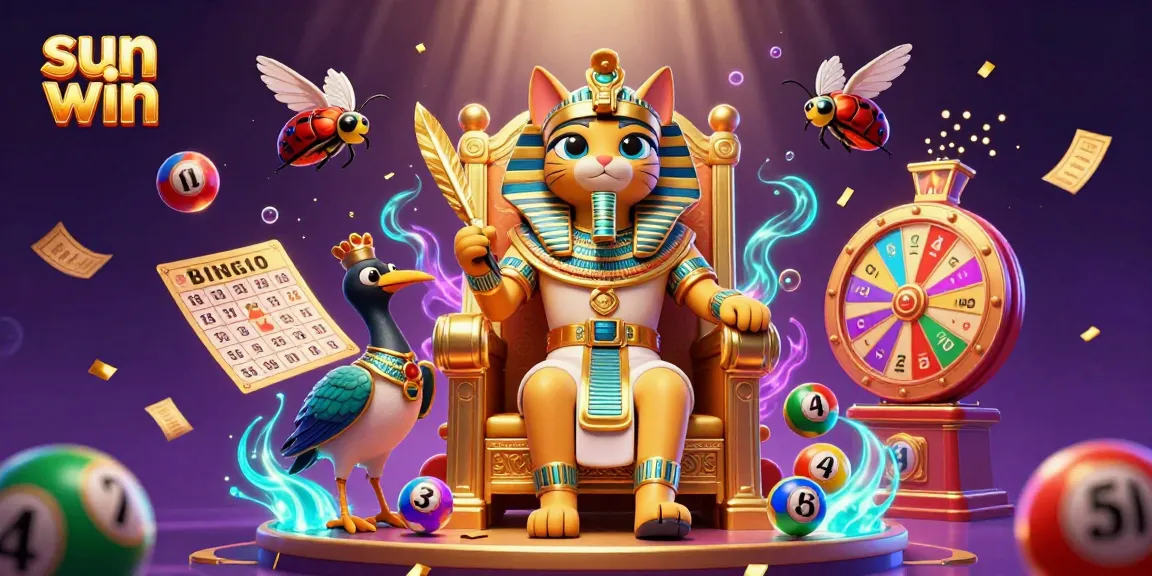 Try your luck with Sun Win in an exciting lottery-themed casino scene bursting with vibrant colors.